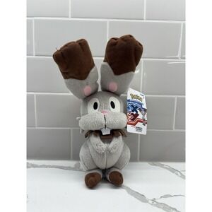 NEW Tomy Pokemon Bunnelby Plush 11" Gray Brown Rabbit Original Tag 2014